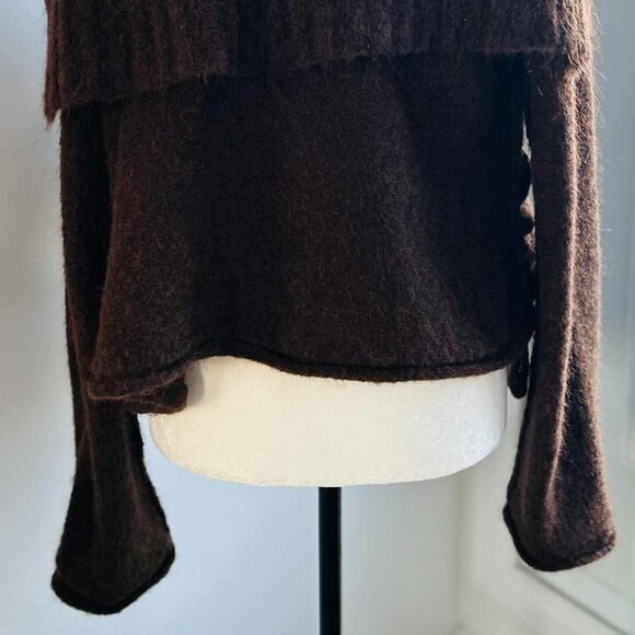 Crea Dark Chestnut Mohair-Blend & Metallic-Yarn Sculpted Open Cardigan – EU S - Picture 7 of 12
